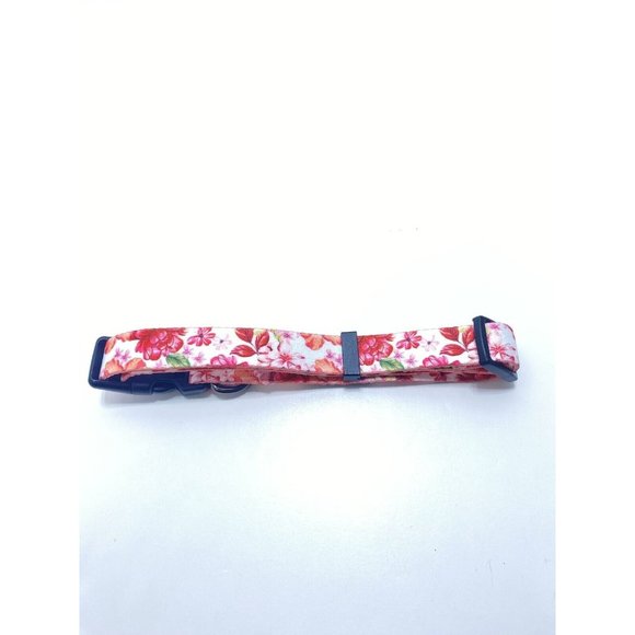 Dog Collar Medium Adjustable Pink Floral Peony Collar - Picture 3 of 6